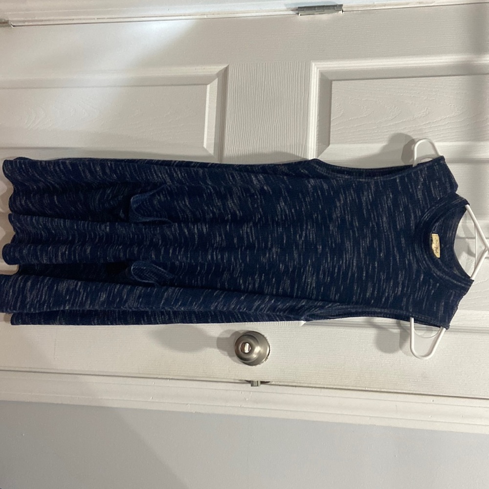 Blue sleeveless mock neck dress
